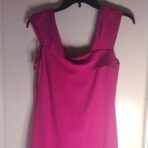 Pink long gown with slit.